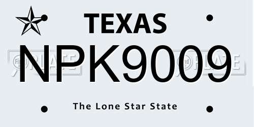 NPK9009 Texas License Plate
