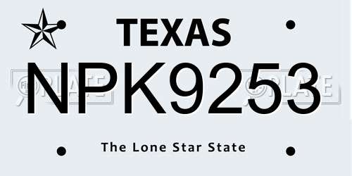NPK9253 Texas License Plate