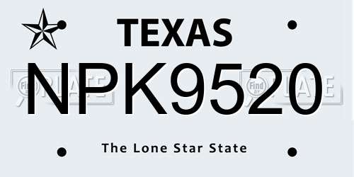 NPK9520 Texas License Plate