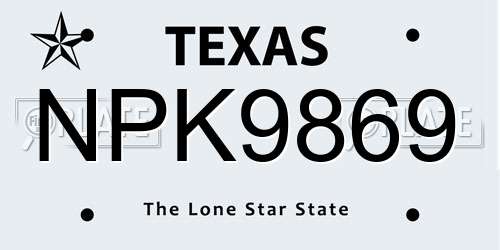 NPK9869 Texas License Plate