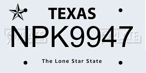 NPK9947 Texas License Plate