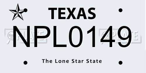 NPL0149 Texas License Plate