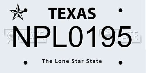 NPL0195 Texas License Plate
