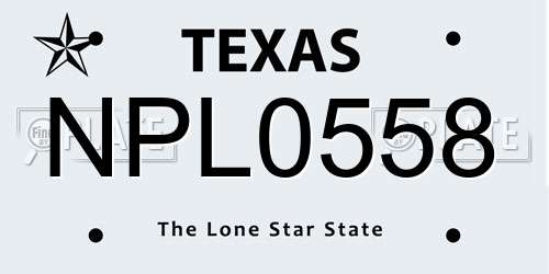 NPL0558 Texas License Plate
