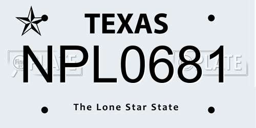 NPL0681 Texas License Plate