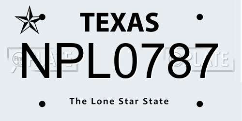 NPL0787 Texas License Plate