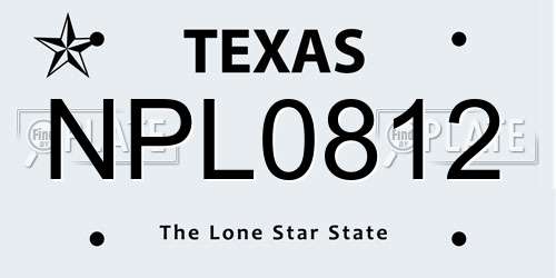 NPL0812 Texas License Plate