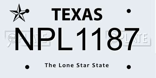 NPL1187 Texas License Plate