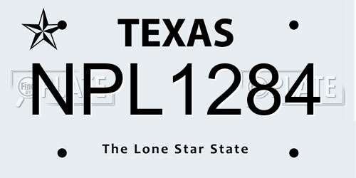 NPL1284 Texas License Plate