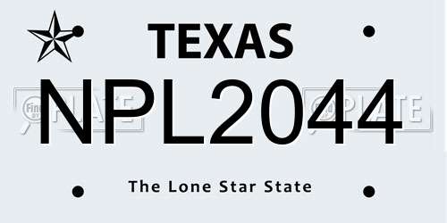 NPL2044 Texas License Plate