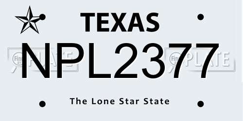 NPL2377 Texas License Plate