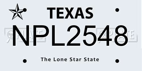 NPL2548 Texas License Plate