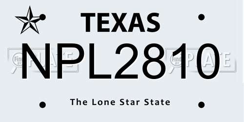 NPL2810 Texas License Plate