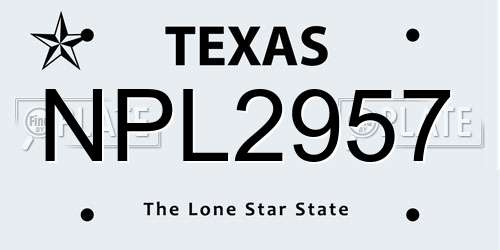 NPL2957 Texas License Plate
