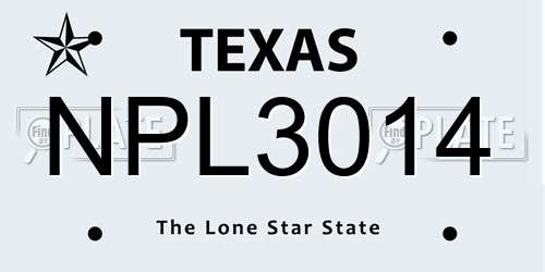 NPL3014 Texas License Plate