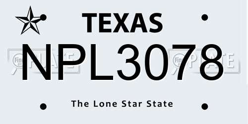 NPL3078 Texas License Plate