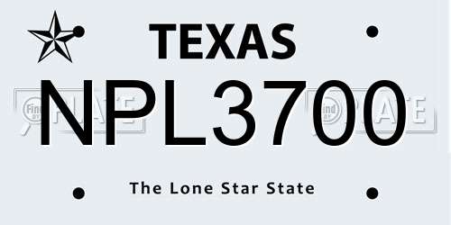 NPL3700 Texas License Plate
