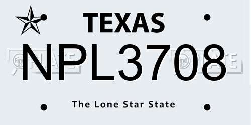 NPL3708 Texas License Plate