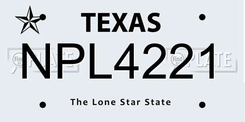 NPL4221 Texas License Plate