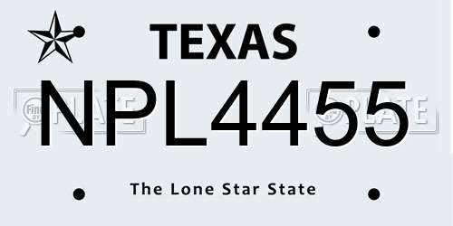 NPL4455 Texas License Plate