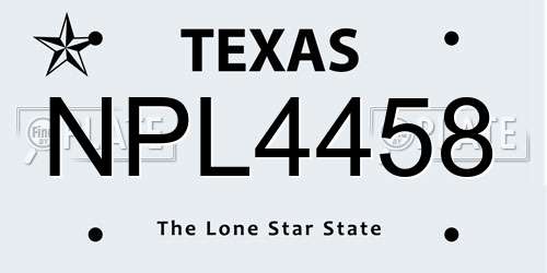 NPL4458 Texas License Plate