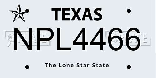 NPL4466 Texas License Plate