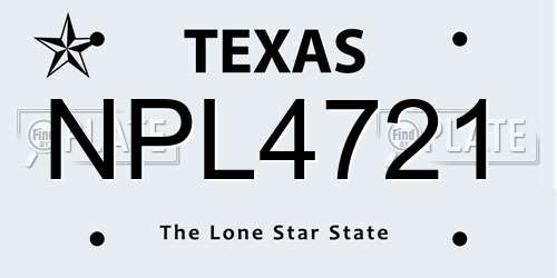 NPL4721 Texas License Plate
