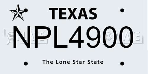 NPL4900 Texas License Plate