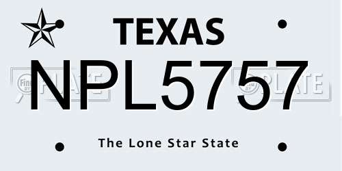 NPL5757 Texas License Plate