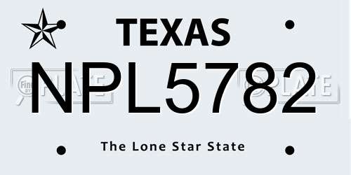 NPL5782 Texas License Plate