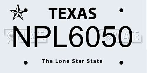 NPL6050 Texas License Plate