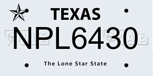 NPL6430 Texas License Plate