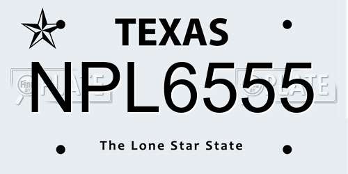 NPL6555 Texas License Plate