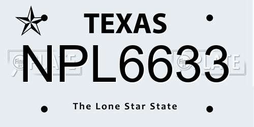 NPL6633 Texas License Plate
