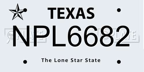 NPL6682 Texas License Plate