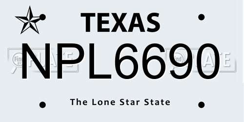 NPL6690 Texas License Plate