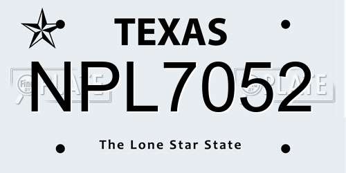 NPL7052 Texas License Plate