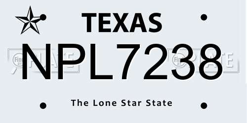 NPL7238 Texas License Plate