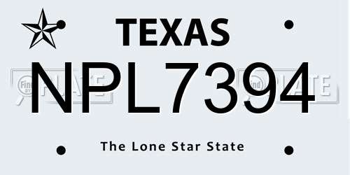 NPL7394 Texas License Plate