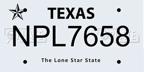NPL7658 Texas License Plate
