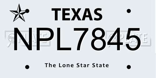 NPL7845 Texas License Plate