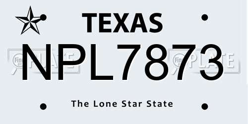 NPL7873 Texas License Plate