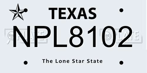 NPL8102 Texas License Plate