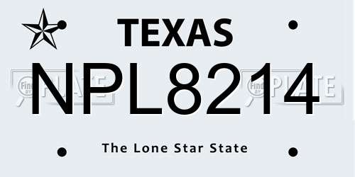 NPL8214 Texas License Plate
