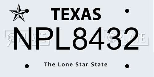 NPL8432 Texas License Plate