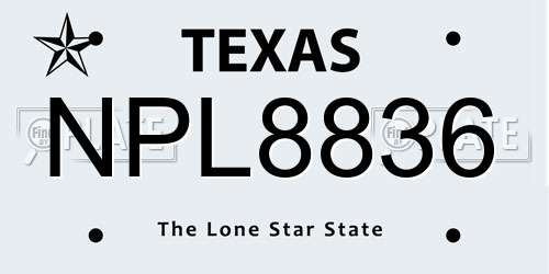 NPL8836 Texas License Plate