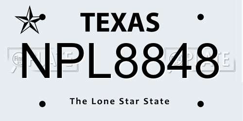 NPL8848 Texas License Plate