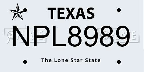 NPL8989 Texas License Plate
