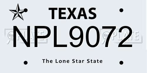 NPL9072 Texas License Plate