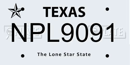 NPL9091 Texas License Plate
